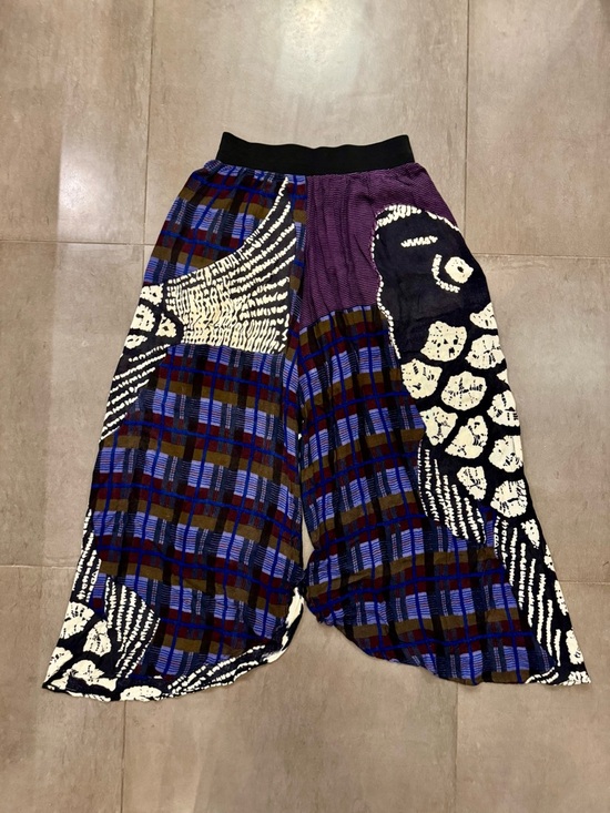 Mes Demoiselles Pants - Mes Demoiselles Paris Blue, Purple & Black Wide-Leg Palazzo Pants
